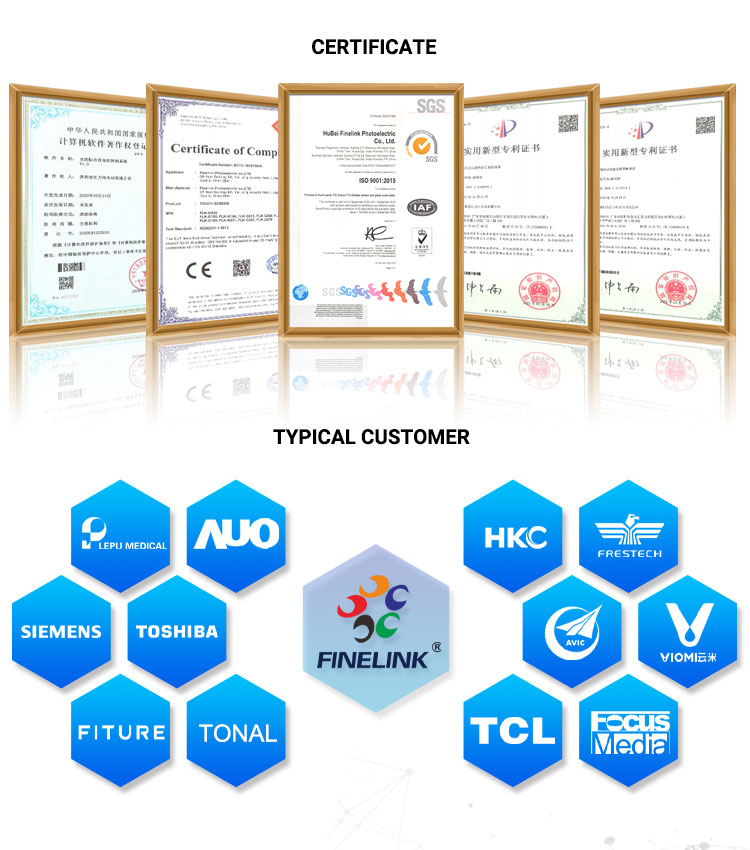 11.6 Inch Custom Touch Screen Glass Glass FPC IC Structure Multi Touch Display