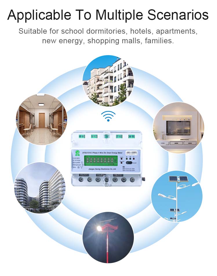 Wifi 5A Three Phase Prepaid Energy Meter Power Consumption Smart Pre Pay Smart Meter