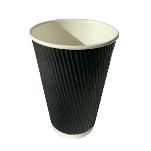 Quality Black Triple Wall Coffee Cups Customizable Insulated 16oz Ripple Cups wholesale