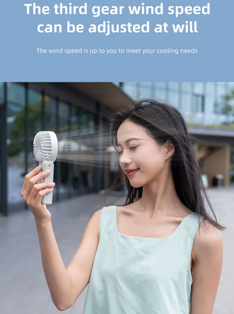 Personalized Mini Double Fan Blade Double Motor 180 Degree Foldable HandHeld Fan with Super conducting ice porcelain refrigeration