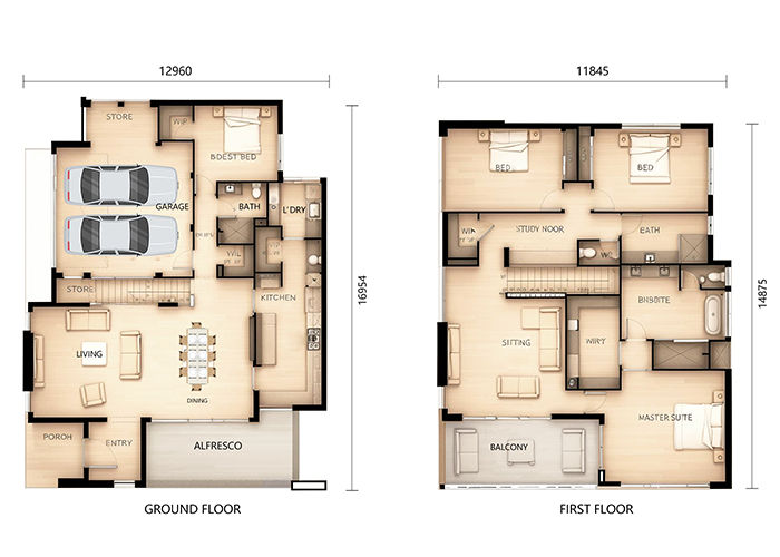 Luxury Prefab Houses 2 Storey Design Waterproof With 3 Bedrooms