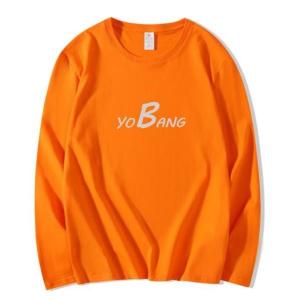 Quality Long Sleeve Orange T-Shirt Skateboard Clothing With Pure Cotton Heavyweight Crew Neck wholesale