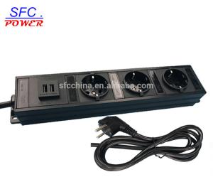Quality Desktop Outlet Strip ,Aluminum Shell 3 Germany/European Schuko+Dual USB interface wholesale