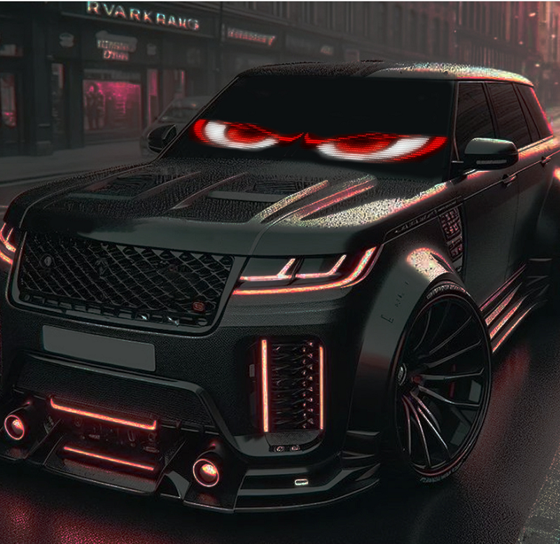 Hotsale full color app control waterproof indoor outdoor flexible rgb led car window devil eye light led sign for business