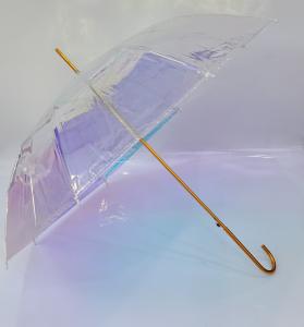 Quality Auto Open Clear Umbrella Romantic Dream Beautiful Color Aurora Transparent Umbrella wholesale