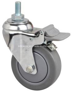 Quality Edl Chrome 4&quot; 110kg Threaded Brake TPE Caster equipped with TPE Wheel Material 5744-57 wholesale