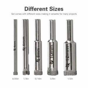 Quality Silver 5pcs Diamond Grit Hole Saw Kit For Porcelain Tile / Granite / Glass wholesale