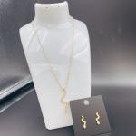 Snake High Polish Newest Gold Color Stainless Steel Earring ,Necklace , Bracelet