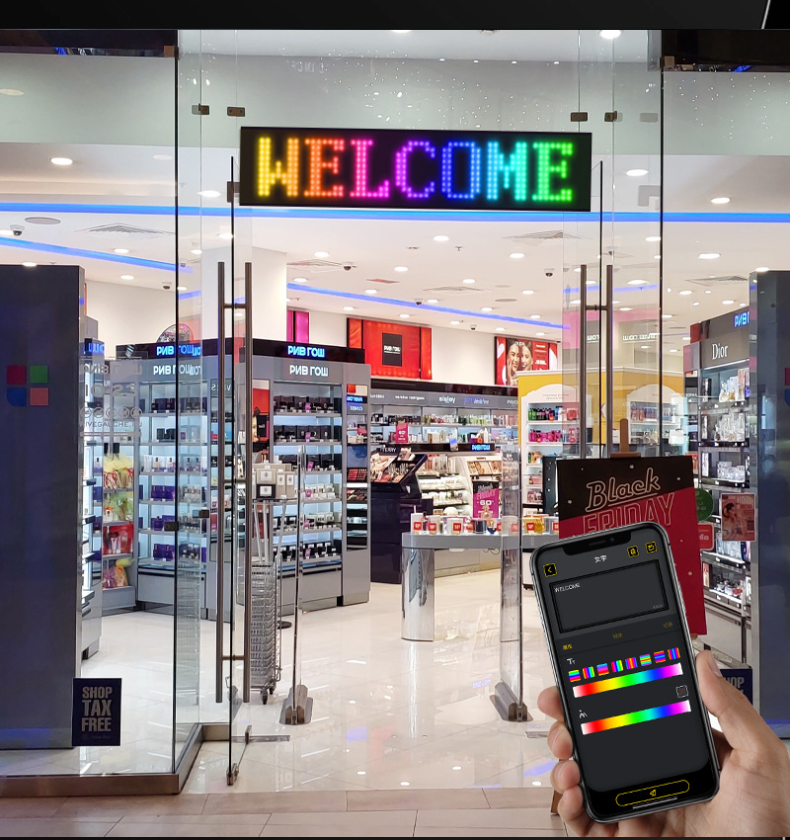 Hotsale full color app control waterproof indoor outdoor flexible rgb led car window devil eye light led sign for business