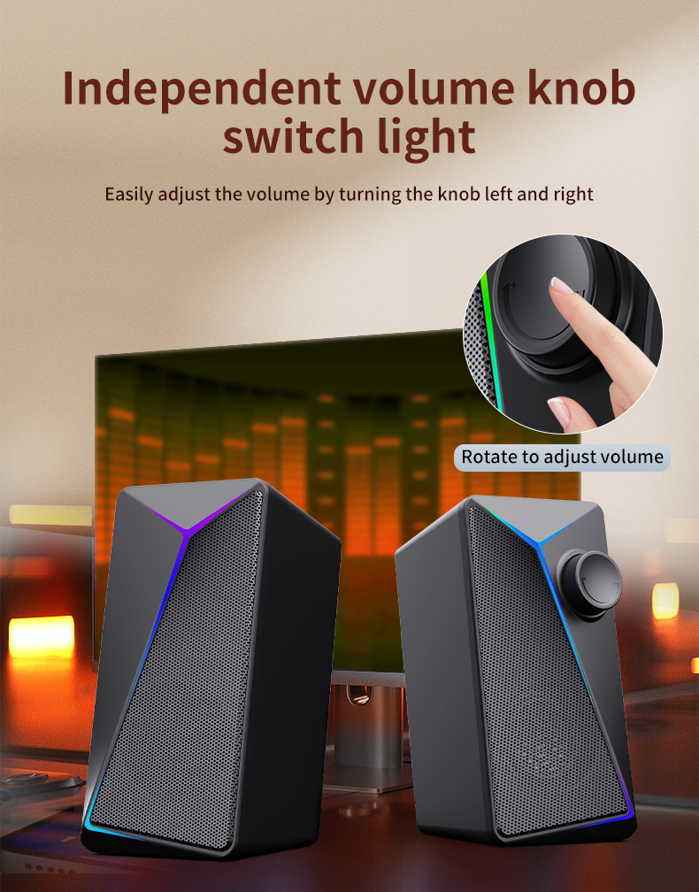 Plastic Cabinet 2.0 Desktop Multimedia Portable Speaker for PC Laptop USB Gaming Computer