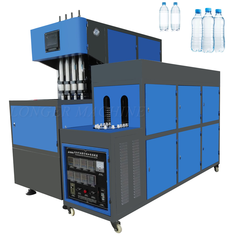 Design 4 Cavity Semi Automatic PET Bottle Blower for 500ML Small Plastic Bottle Making