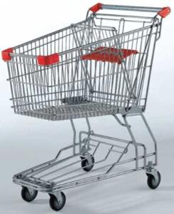 Quality Galvanized Supermarket Shopping Cart 2 Tiers Grocery Store Baskets On Wheels wholesale