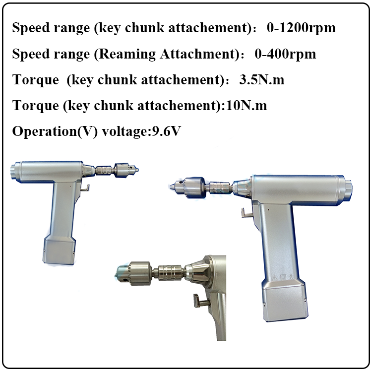Surgical hand electric bone drill set with battery