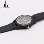 Black Wood Watch Leather Band Sandal Wood Dial Oem Japan Movement
