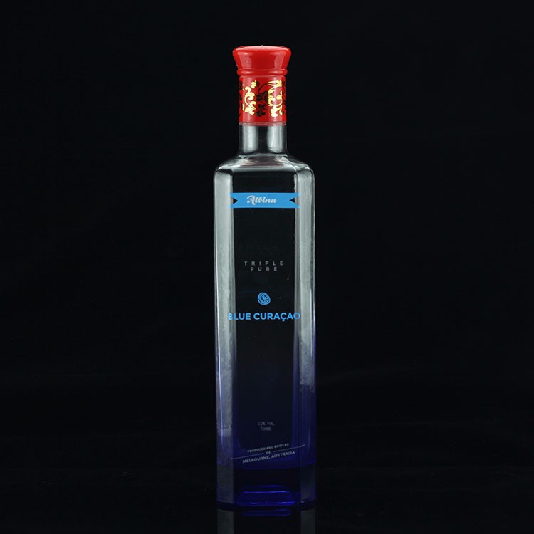 Fancy Screen Printing Round Shape Blue Vodka Bottle for Industrial of Liquor and Gin