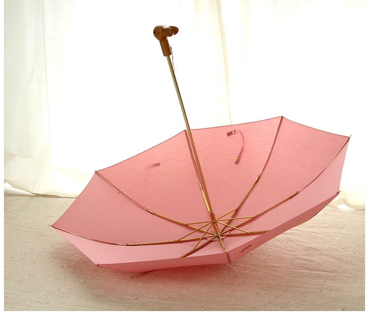 Log black walnut high grade animal umbrella head ladies wooden handle umbrella