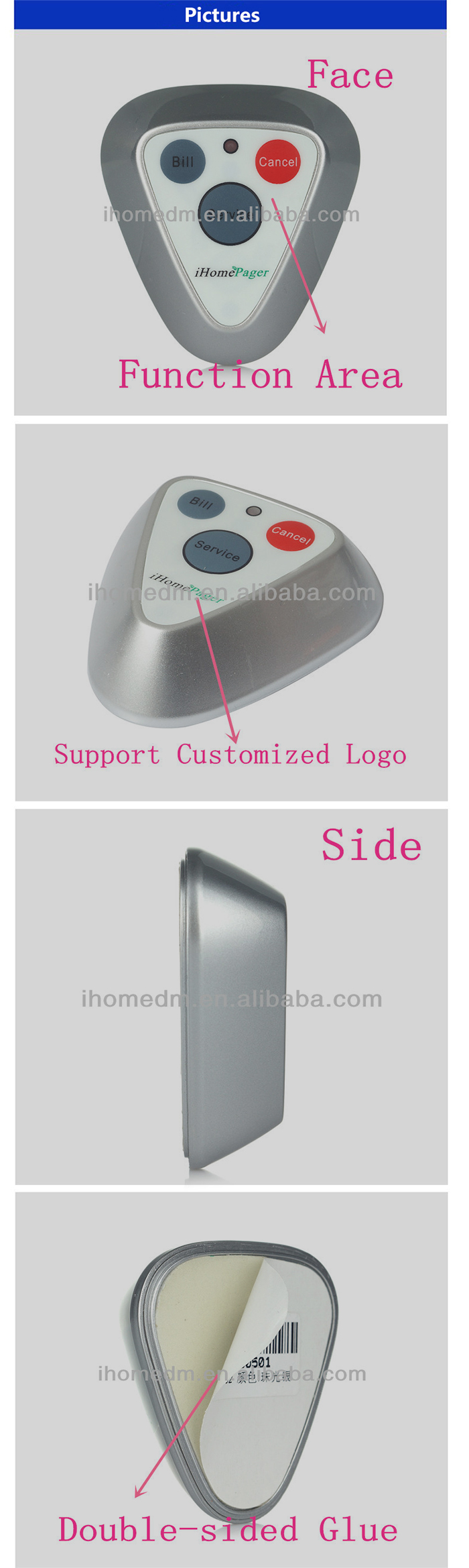 Wireless Table Call service button with display receiver system