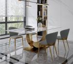 Length 1.8m/2m Marble Dining Tables With Stainless Steel Legs
