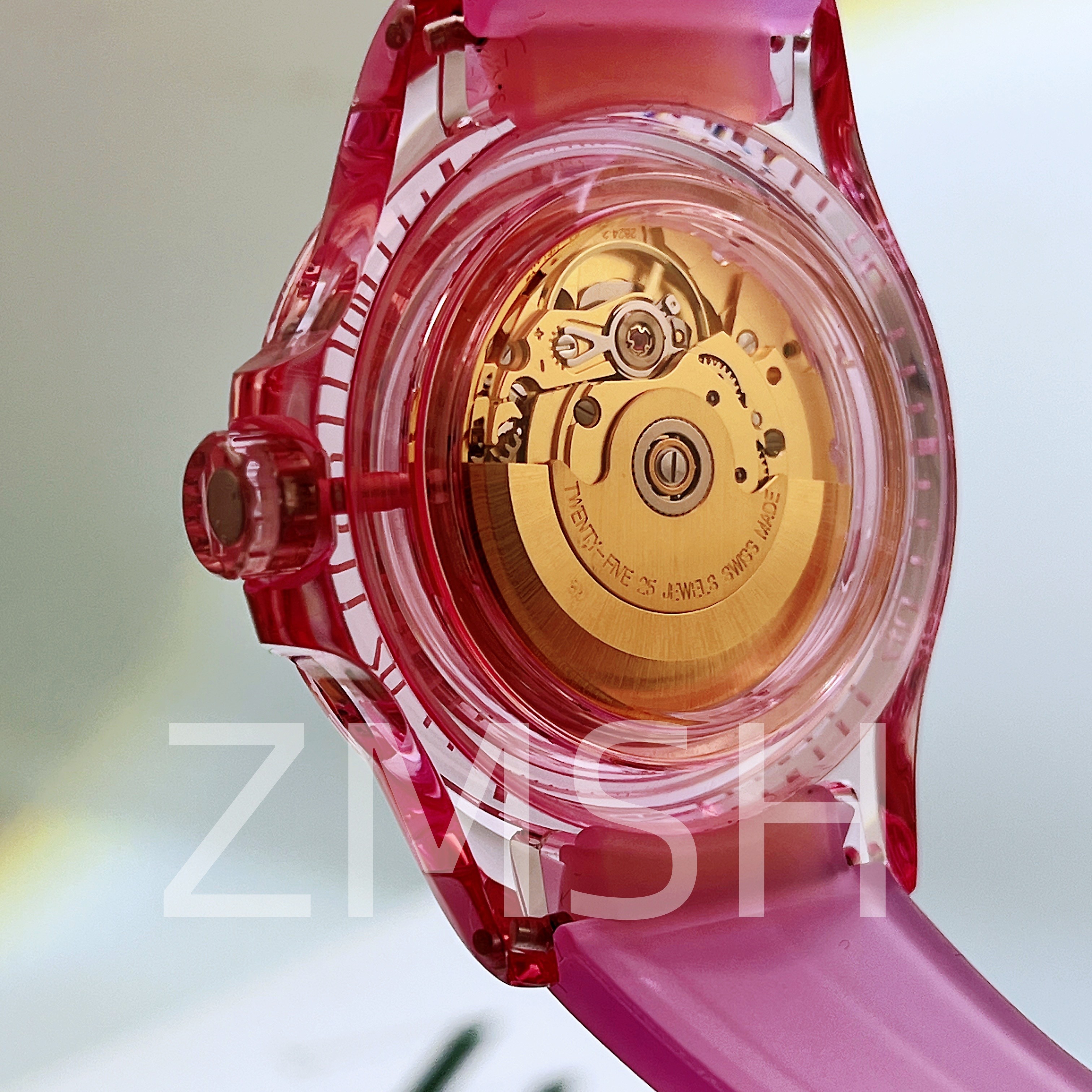 Lab-Grown Sakura Pink Sapphire Watch Case Luxury Scratch Resistant