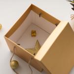 20CM Rose Gold Square Shredded Kraft Paper Gift Box With Lids