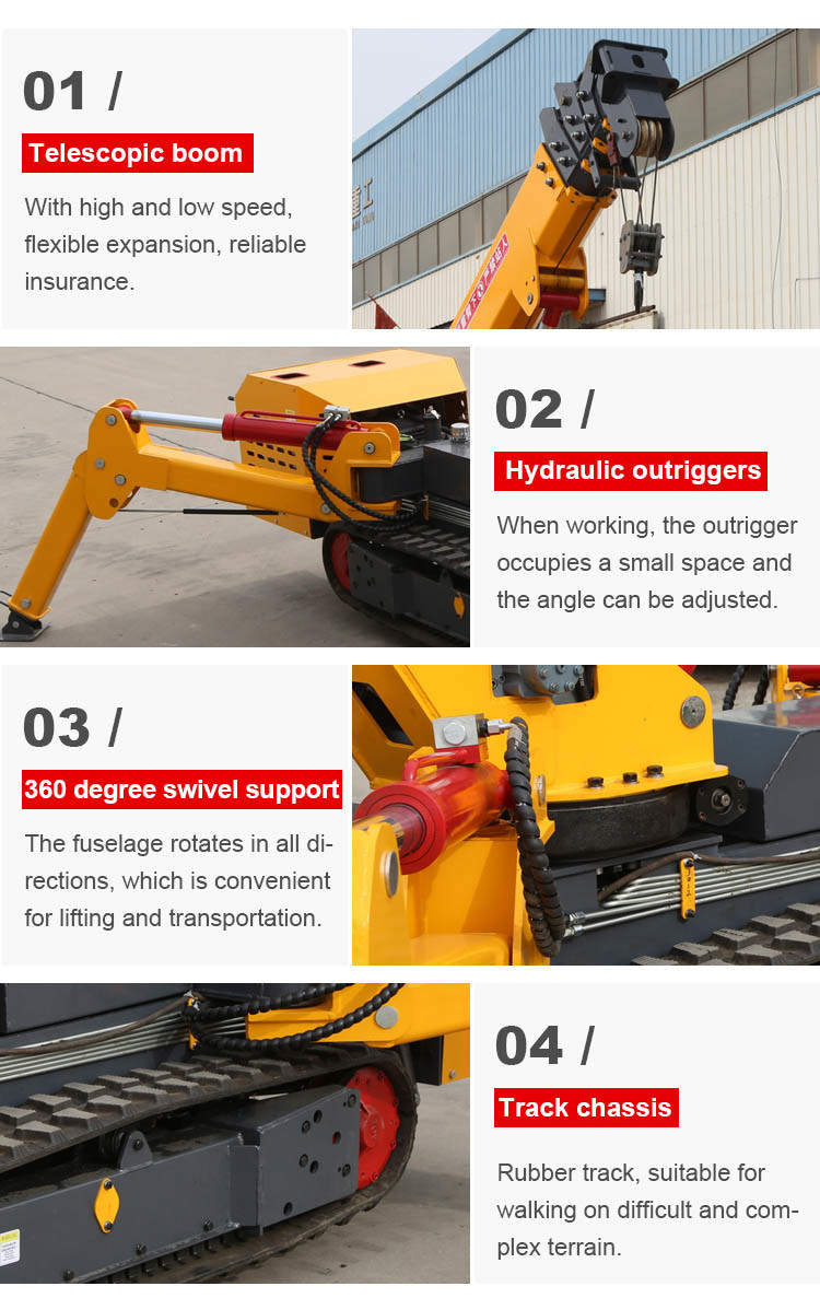 3 Ton Heavy Mobile Spider Crawler Cranes ZHONGMEI Telescopic Construction Electric Spider Crane