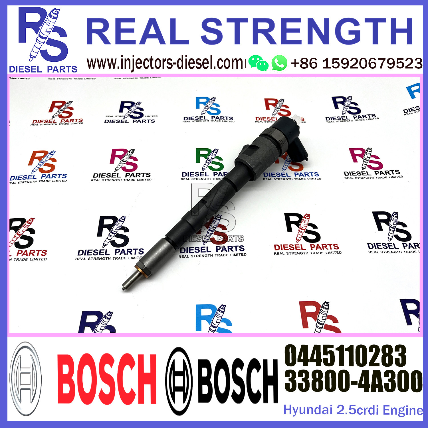 Diesel Fuel Common Rail Injector 0445110283 33800-4A300 33800-44350 33800-4A350 33800-4A360 For HYUNDAI 2.5Crdi Engine