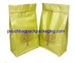 Flat bottom zipper coffee bag, stand up bottom coffee pack bag with zip lock