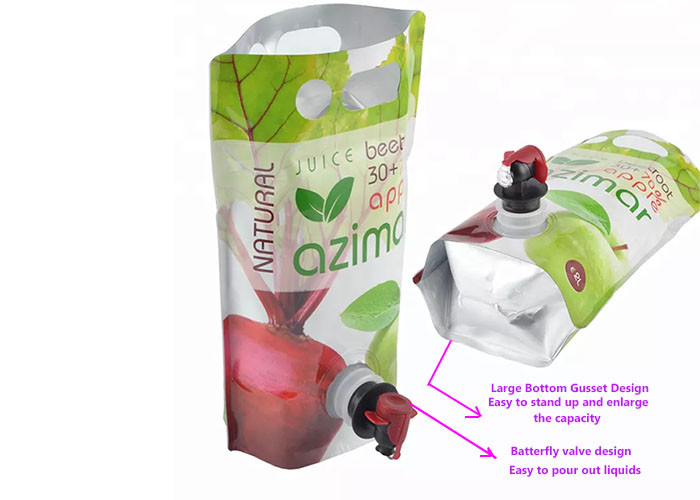Oil Plastic Packaging Aluminium Foil Spout Pouch For Juice Wine 5 Liter