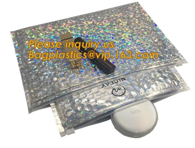 Cosmetic Pink Slider Padded Bag/Silver k Bag With Bubble,Padded Envelopes Cheap Aluminium Foil k Holographic