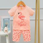 Round Neck 24 Month Short Sleeve Pajama Set 90cm Height 54cm Bust