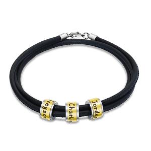 Quality 75MM 304 Stainless Steel Leather Mens Engraved Bracelets wholesale