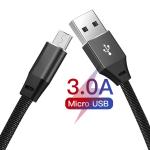 Durable 3A Nylon Braided Micro USB Cable For Android Phone