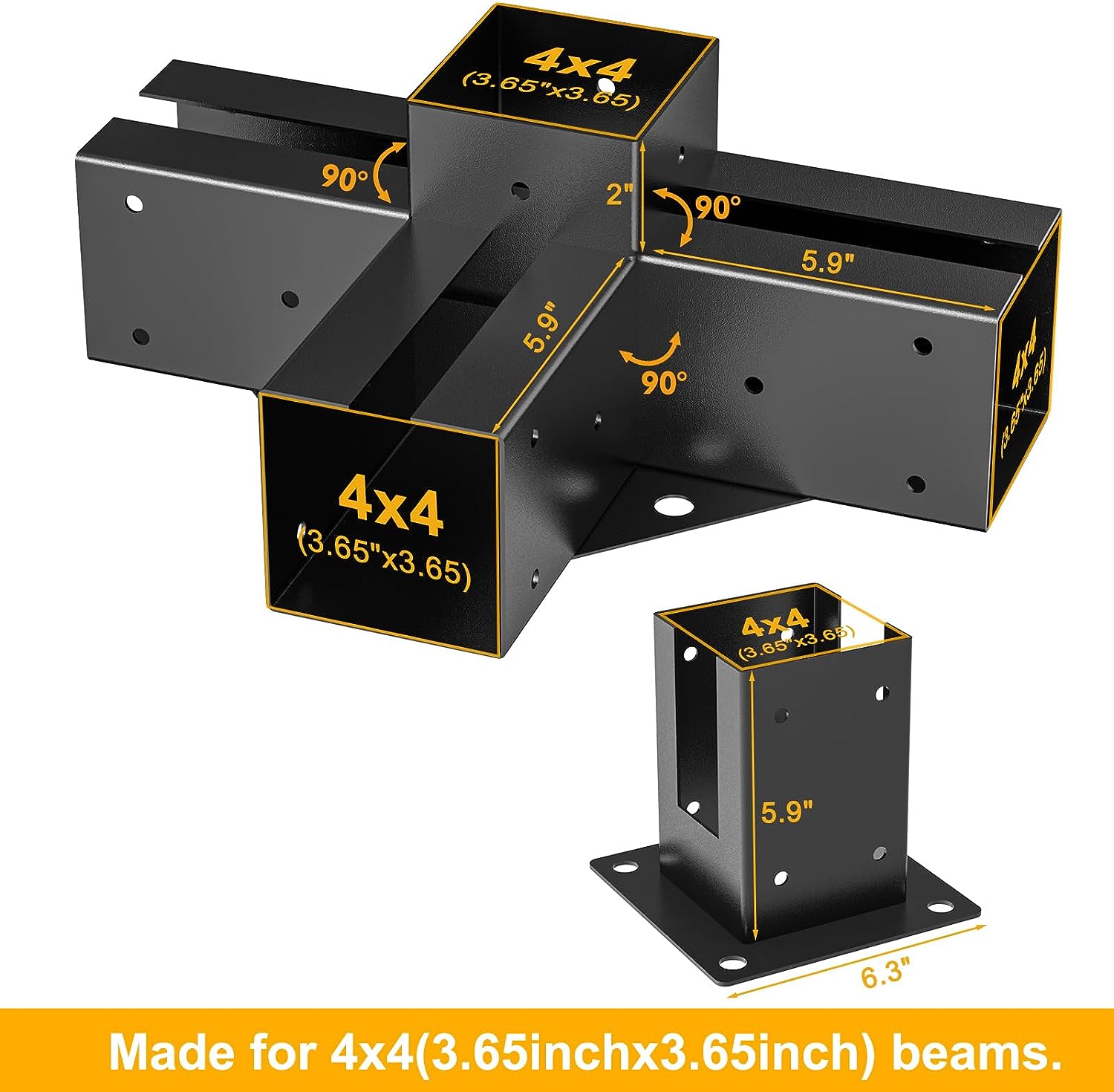 Nonstandard Pergola Brackets 4-Way Right Angle Corner Bracket Heavy Duty White Coated
