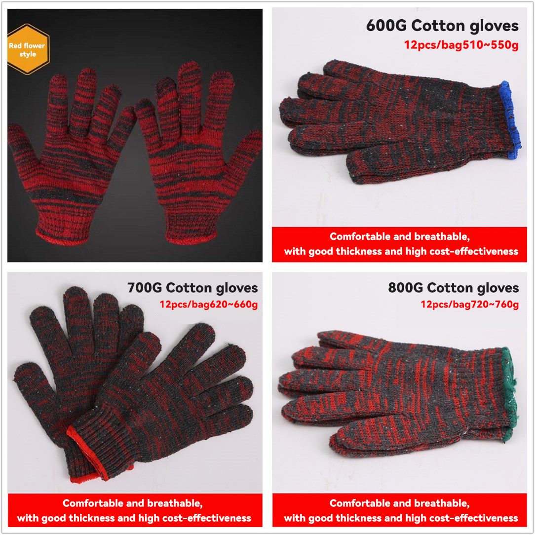 Hard-Wearing Deep White Cotton Hand Safety Knitted Work Gloves with Customized Weight