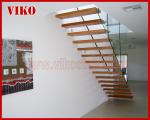 Floating Staircase VK57C 304 stainless steel Tread American Oakstrip Stringer