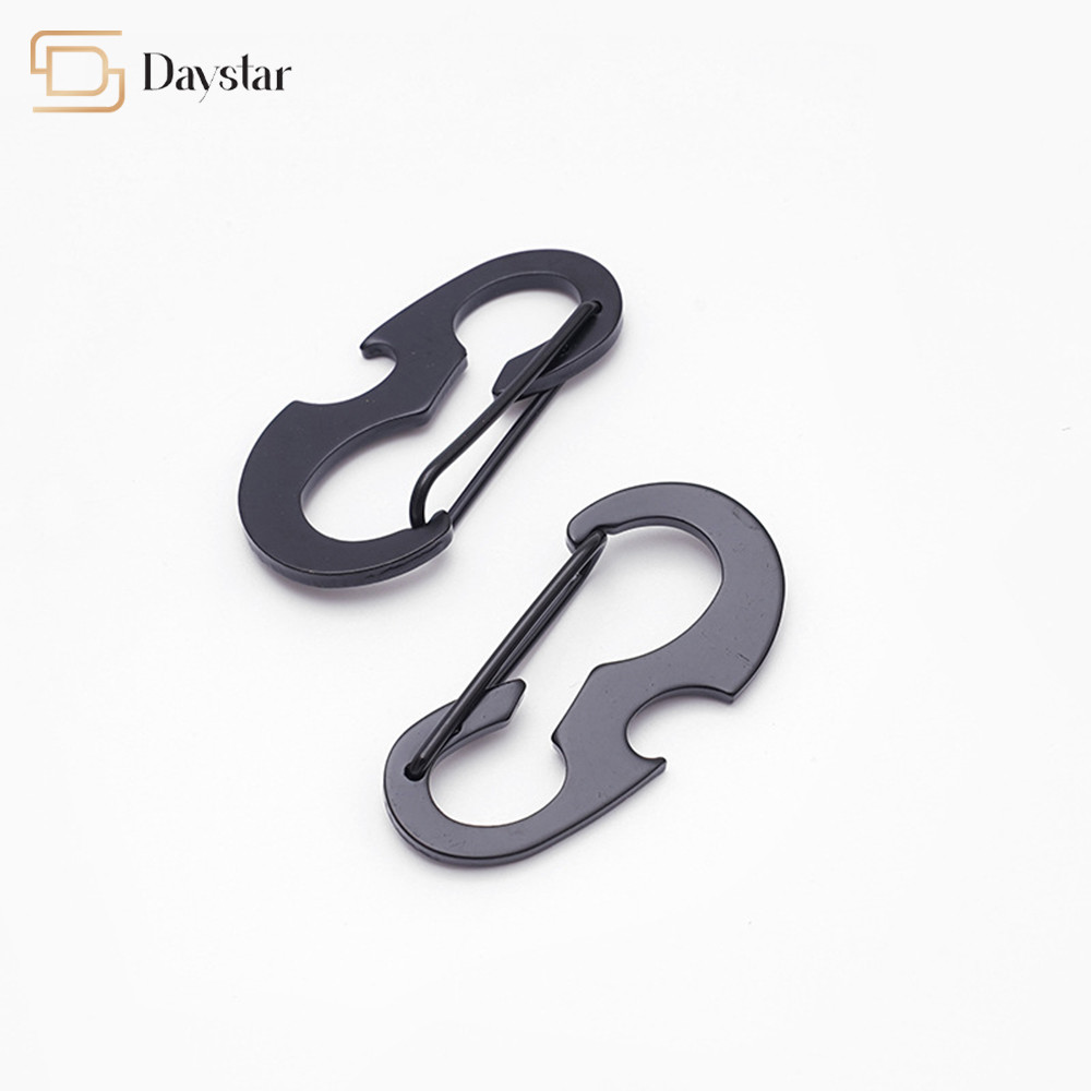 Metal Bottle Opener Carabiner , Keychain Spring Hook Hiking D Shaped Buckle