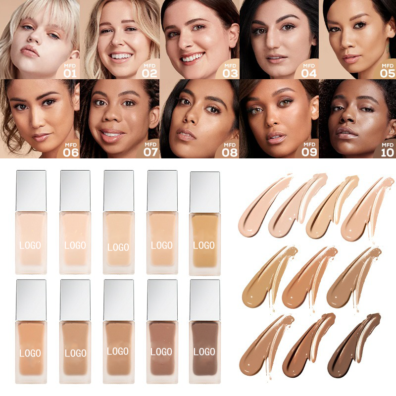 Wholesale Customized Logo Vegan Full Coverage Foundation Waterproof Oil Free Hydrating Matte Liquid Foundation Makeup Foundation