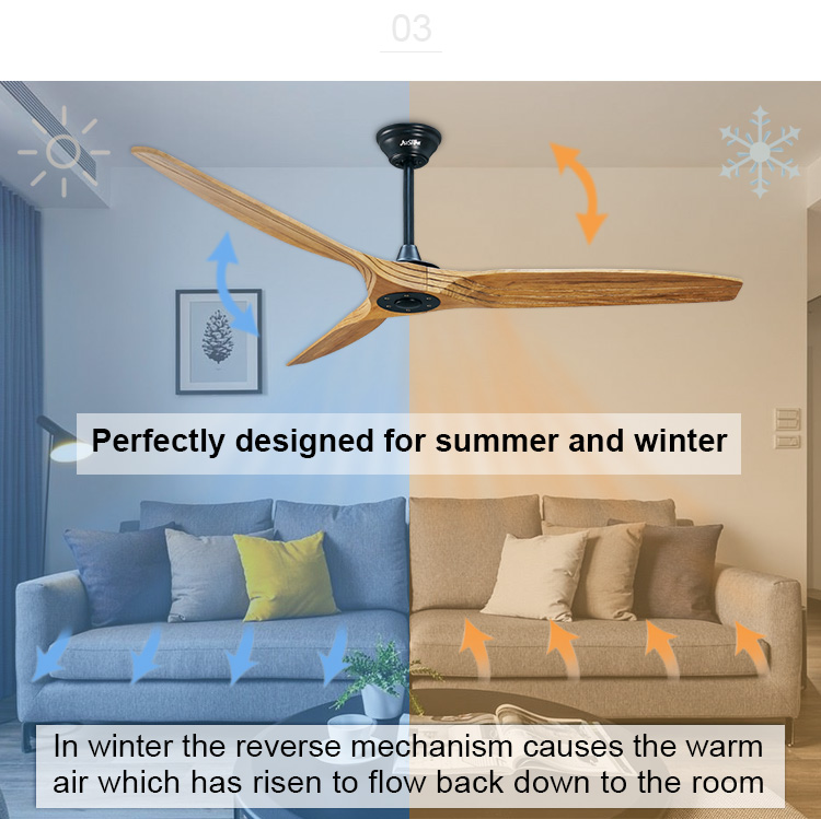 Modern Style Metal Ceiling Fan with Three Wooden Blades Lower Noise and Affordable