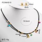 Medical Stainless Steel Jewellry , Black Leather Necklace For Women