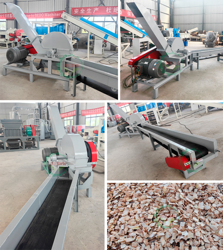 3-5t/h Capacity Electric Wood Chipper With Automatic Feed Conveyor