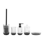 Vertical Stripes Glass Modern Bath Accessories Set Clear Cotton Ball Jar BSCI