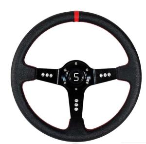 Quality Red Stripe Offset Three Spoke Steering Wheel 13.5 Inch For Golf Cart wholesale