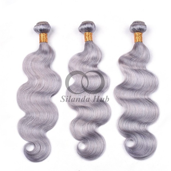 Grey Body Wave Remy Human Hair Bundles Sew In Weave Bundles Brazilian Bundle Deals