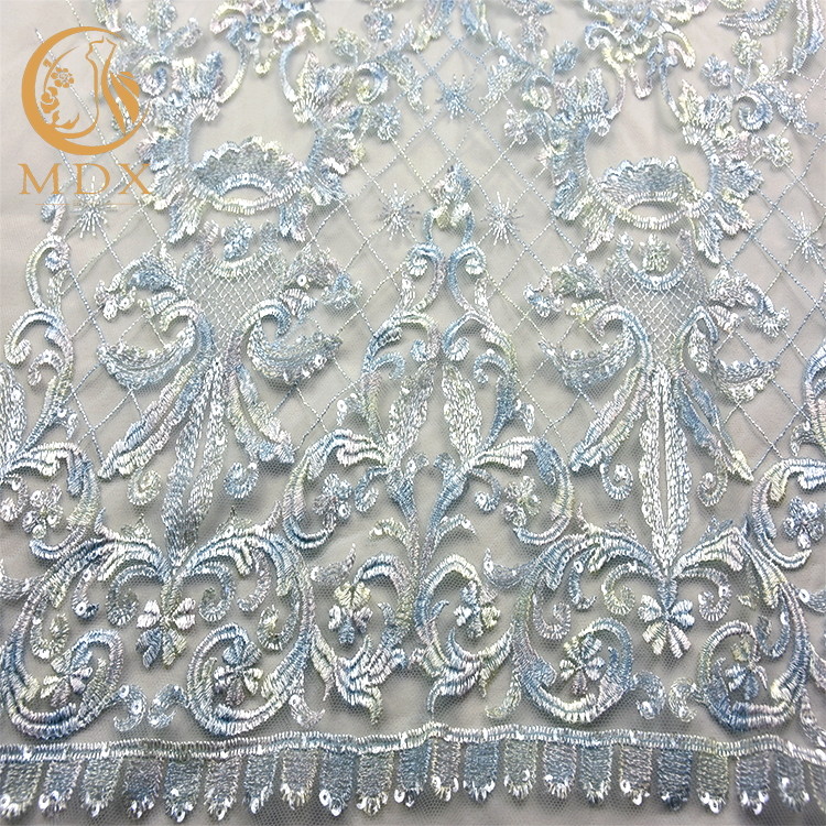 Soft Touching Sparkly Lace Fabric Embroidery Mesh 135cm Width For Dressmaking