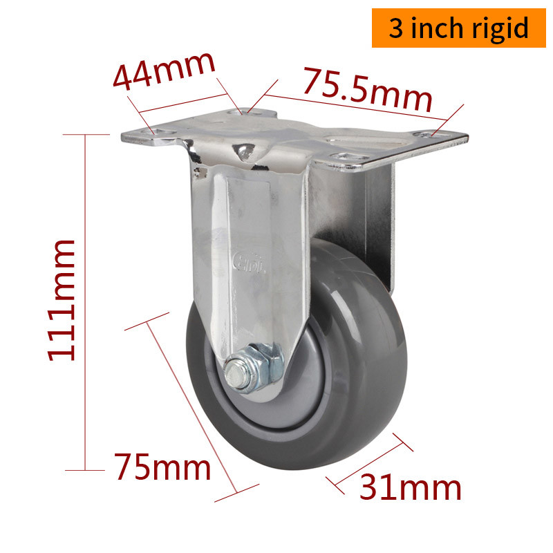 ISO9001 Industrial Plate Mount Caster Wheels 3 inch 75mm 5723P-77