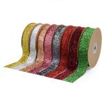 25mm Shinny Glitter Velvet Ribbon Dyed Olive Green Velvet Ribbon