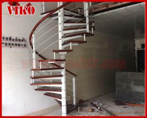 Quality Spiral StaircaseVH30S Aluminum Spiral Stainless Steel Stair Tread Beech Curved Glass Handrail 304 Stainless Steel wholesale