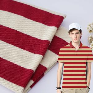 Quality Wrinkle Resistant Cotton Pique Fabric D022-1 260g Breathable Knit Stripe Cloth wholesale