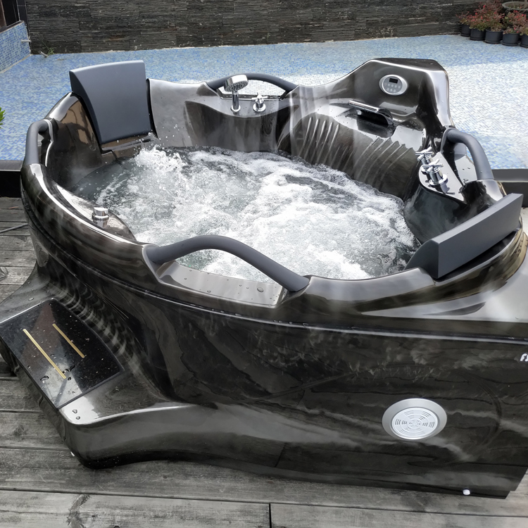1560x800mm Waterfall Whirlpool Bathtub With Heater Freestanding Two Person