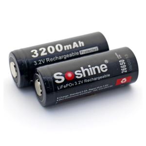 Quality Soshine LiFePO4 26650 Protected Battery: 3200mAh 3.2V wholesale